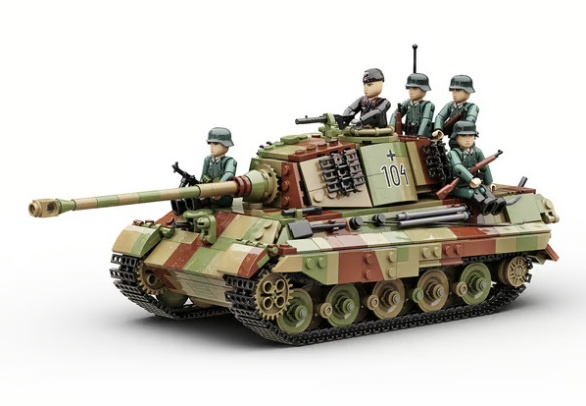 WW2 King Tiger +One Panzer Crew Midfigure brick model set